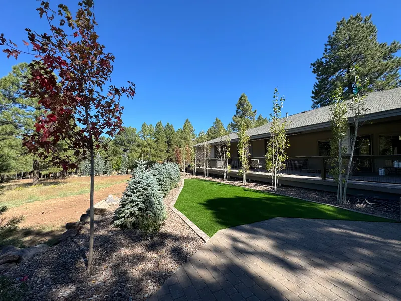 Turf, rock beds and new trees